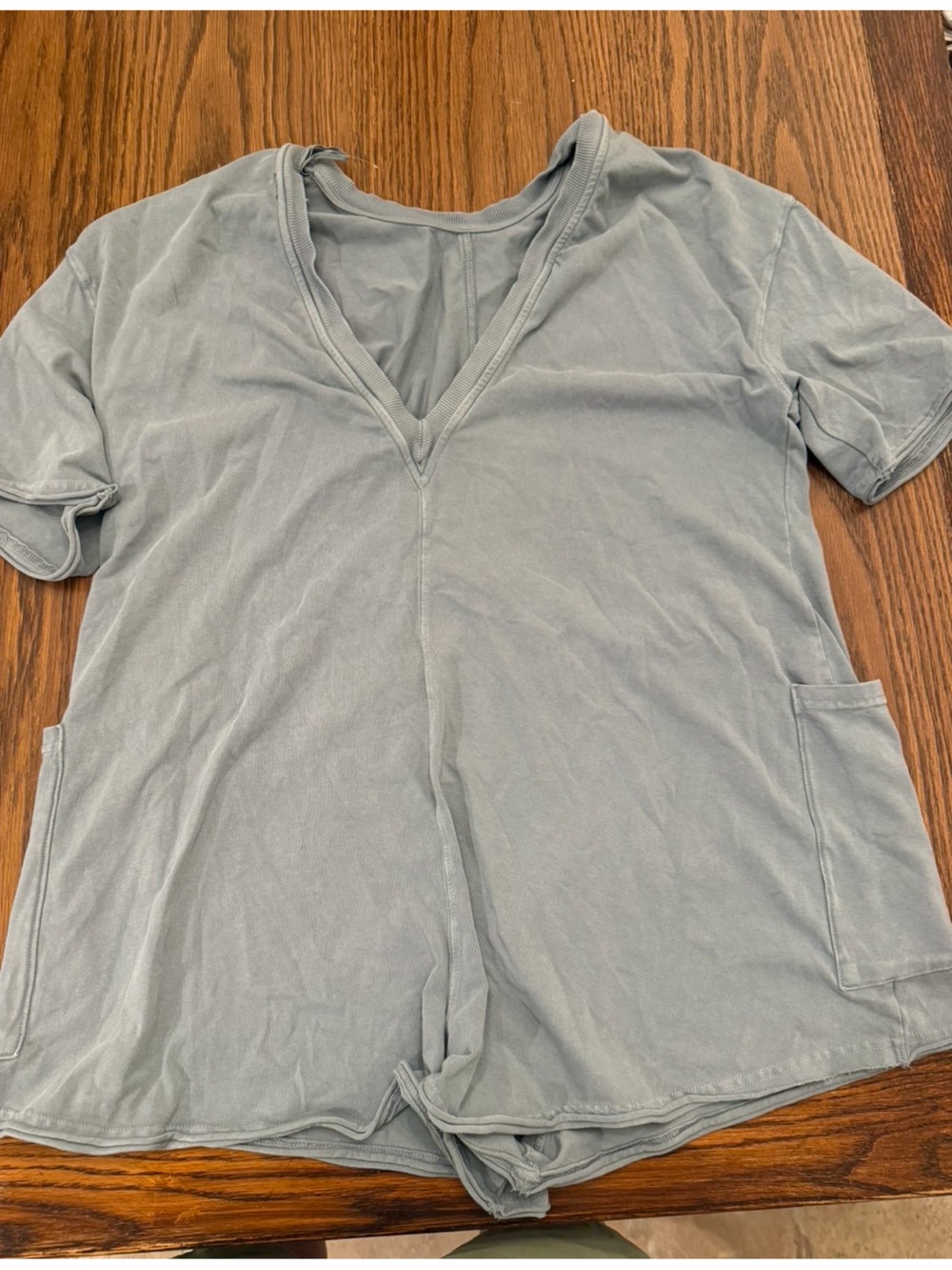 FP Movement by Free People Slate Blue Short Sleeve V-Neck Romper